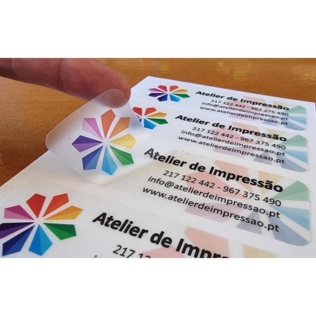 Autocolantes em vinil transparente